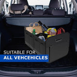 2-Pack - 3-Compartment Foldable Oxford Car Trunk Organizer, Waterproof Storage Bin for Vehicles and Under-Bed Use - Brown