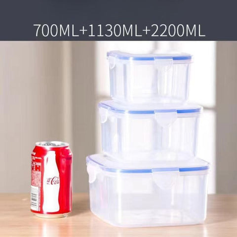 3-Pack Food-Grade PP Airtight Food Storage Containers, Microwave-Safe, Leak-Proof for Refrigerator, Fruit, and Meat—Square