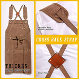 Thick Canvas Tool Apron With Multiple Pockets, Adjustable Work Apron for Woodworking, Gardening, and Auto Repair—Blue