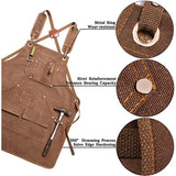 Thick Canvas Tool Apron With Multiple Pockets, Adjustable Work Apron for Woodworking, Gardening, and Auto Repair—Blue
