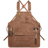 Thick Canvas Tool Apron With Multiple Pockets, Adjustable Work Apron for Woodworking, Gardening, and Auto Repair—Brown In Australia - Darrahopens