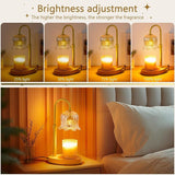 Lily of the Valley Candle Warmer Lamp with Dimmer Knob, Wooden Base Aroma Table Lamp for Bedroom Decor - Gray