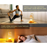 Lily of the Valley Candle Warmer Lamp with Dimmer Knob, Wooden Base Aroma Table Lamp for Bedroom Decor - Gray