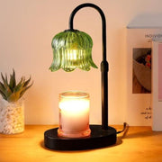 Lily of the Valley Candle Warmer Lamp with Dimmer Knob, Wooden Base Aroma Table Lamp for Bedroom Decor—Green In Australia - Darrahopens