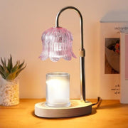 Lily of the Valley Candle Warmer Lamp with Dimmer Knob, Wooden Base Aroma Table Lamp for Bedroom Decor - Pink In Australia - Darrahopens