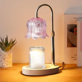 Lily of the Valley Candle Warmer Lamp with Dimmer Knob, Wooden Base Aroma Table Lamp for Bedroom Decor - Pink In Australia - Darrahopens