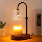 Lily of the Valley Candle Warmer Lamp with Dimmer Knob, Wooden Base Aroma Table Lamp for Bedroom Decor—Clear—Walnut In Australia - Darrahopens