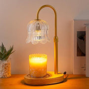 Lily of the Valley Candle Warmer Lamp with Dimmer Knob, Wooden Base Aroma Table Lamp for Bedroom Decor—Clear—Natural Wood Color In Australia - Darrahopens