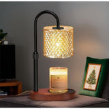 Adjustable Timed Candle Warmer Lamp, Wooden Base Glass Aroma Lamp, Candle Not Included, Comes with 2 Bulbs—Walnut Color In Australia - Darrahopens