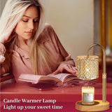 Adjustable Timed Candle Warmer Lamp, Wooden Base Glass Aroma Lamp, Candle Not Included, Comes with 2 Bulbs—Walnut Color In Australia - Darrahopens