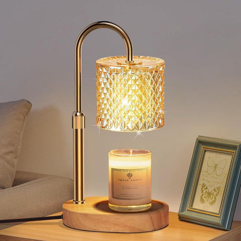 Adjustable Timed Candle Warmer Lamp, Wooden Base Glass Aroma Lamp, Candle Not Included, Comes with 2 Bulbs—Natural Wood Color In Australia - Darrahopens