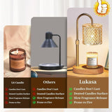 Adjustable Timed Candle Warmer Lamp, Wooden Base Glass Aroma Lamp, Candle Not Included, Comes with 2 Bulbs—Natural Wood Color