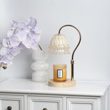 Timed Dimmable Candle Warmer Lamp, Wooden Base Adjustable Aroma Lamp, Candle Not Included—Clear