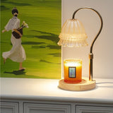 Timed Dimmable Candle Warmer Lamp, Wooden Base Adjustable Aroma Lamp, Candle Not Included—Green