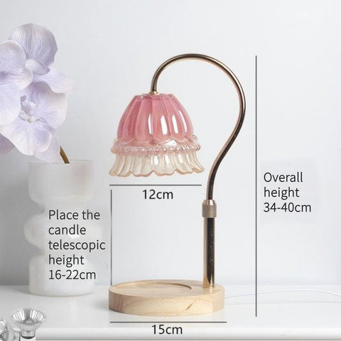 Timed Dimmable Candle Warmer Lamp, Wooden Base Adjustable Aroma Lamp, Candle Not Included—Pink In Australia - Darrahopens