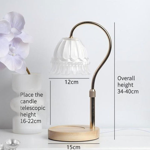 Timed Dimmable Candle Warmer Lamp, Wooden Base Adjustable Aroma Lamp, Candle Not Included—White In Australia - Darrahopens