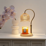 Timed Dimmable Candle Warmer Lamp, Wooden Base Adjustable Aroma Lamp, Candle Not Included—White