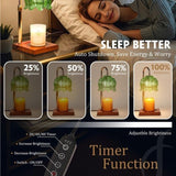 Lotus-Shaped Adjustable Timed Dimmable Candle Warmer Lamp, Wood Base Aroma Table Lamp, Candle Not Included - Clear