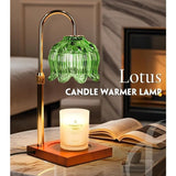 Lotus-Shaped Adjustable Timed Dimmable Candle Warmer Lamp, Wood Base Aroma Table Lamp, Candle Not Included—Green In Australia - Darrahopens