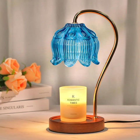 Lotus-Shaped Timed Dimmable Candle Warmer Lamp, Aroma Table Lamp, Candle Not Included—Blue In Australia - Darrahopens