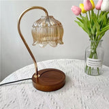 Lotus-Shaped Timed Dimmable Candle Warmer Lamp, Aroma Table Lamp, No Candle Included—Blue-Pink