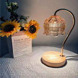 Lotus-Shaped Timed Dimmable Candle Warmer Lamp, Aroma Table Lamp, No Candle Included—Green
