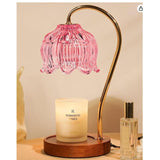 Lotus-Shaped Timed Dimmable Candle Warmer Lamp, Aroma Table Lamp, No Candle Included—Pink
