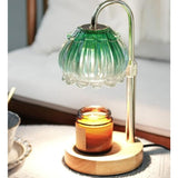 Adjustable Timed Dimmable Candle Warmer Lamp, Wooden Base Smokeless Aroma Table Lamp, Candle Not Included—Light Green