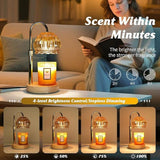 Adjustable Timed Dimmable Candle Warmer Lamp, Wooden Base Smokeless Aroma Table Lamp, Candle Not Included—Green