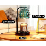 Adjustable Timed Dimmable Candle Warmer Lamp, Wooden Base Smokeless Aroma Table Lamp, Candle Not Included—Green