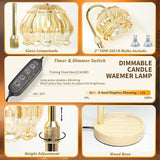 Adjustable Timed Dimmable Candle Warmer Lamp, Wooden Base Smokeless Aroma Table Lamp, Candle Not Included—Pink