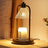 Vintage Iron Frame Timed Dimmable Candle Warmer Lamp, Smokeless Aroma Table Lamp, Candle Not Included—Clear