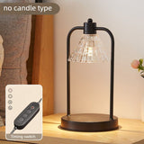 Vintage Iron Frame Timed Dimmable Candle Warmer Lamp, Smokeless Aroma Table Lamp, Candle Not Included—Clear