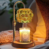 Adjustable Timed Dimmable Candle Warmer Lamp, Round Base Aroma Bedside Lamp, No Candle Included—Beige