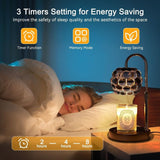 Adjustable Timed Dimmable Candle Warmer Lamp, Round Base Aroma Bedside Lamp, No Candle Included—Beige