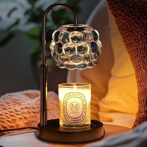 Adjustable Timed Dimmable Candle Warmer Lamp, Round Base Aroma Bedside Lamp, No Candle Included—Gray