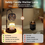Adjustable Timed Dimmable Candle Warmer Lamp, Round Base Aroma Bedside Lamp, No Candle Included - Purple