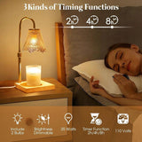 Adjustable Timed Dimmable Candle Warmer Lamp, Square Solid Wood Base Aroma Table Lamp, No Candle Included