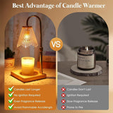 Adjustable Timed Dimmable Candle Warmer Lamp, Square Solid Wood Base Aroma Table Lamp, No Candle Included