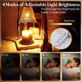Adjustable Timed Dimmable Candle Warmer Lamp, Square Solid Wood Base Aroma Table Lamp, No Candle Included