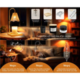 Adjustable Timed Dimmable Candle Warmer Lamp, Square Solid Wood Base Aroma Table Lamp, No Candle Included