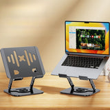 Dual Bar Carbon Steel Laptop Stand, Hollow Cooling, Height-Adjustable, Foldable Riser, Fits Laptops Up to 18 IN—Gray