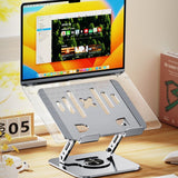 Dual Bar Carbon Steel Laptop Stand, Hollow Cooling, Height-Adjustable, Foldable Riser, Fits Laptops Up to 18 IN—Gray