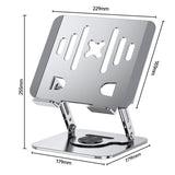 Dual Bar Carbon Steel Laptop Stand, Hollow Cooling, Height-Adjustable, Foldable Riser, Fits Laptops Up to 18 IN—Gray