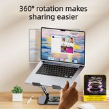 Dual Bar Carbon Steel Laptop Stand, Hollow Cooling, Height-Adjustable, Foldable Riser, Fits Laptops Up to 18 IN—Silver