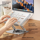 Laptop Stand, Thick Dual-Arm Height-Adjustable Cooling Riser, Compatible with Laptops Up to 17.3 Inches—Silver