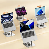 Laptop Stand, Thick Dual-Arm Height-Adjustable Cooling Riser, Compatible with Laptops Up to 17.3 Inches—Silver