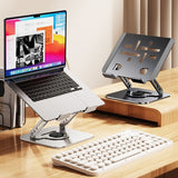 Laptop Stand, Thick Dual-Arm Height-Adjustable Cooling Riser, Compatible with Laptops Up to 17.3 Inches—Silver