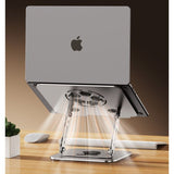 All-Metal Laptop Stand, Football-Shaped Hollow Cooling Dual-Bar Height-Adjustable Riser, Fits Laptops 10–17.3 IN – Gray