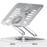 Dual Turbine Fan Cooling Metal Laptop Stand, Thick Dual Arms, Foldable, Height-Adjustable Riser—Pink